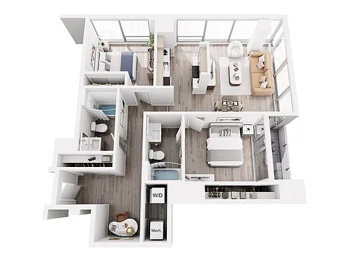 Floor plan 2 Bed 2 Bath (1,190 sq ft)