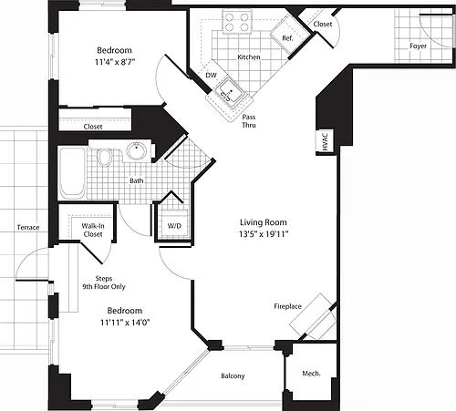 Floor plan 2 Bedroom AA