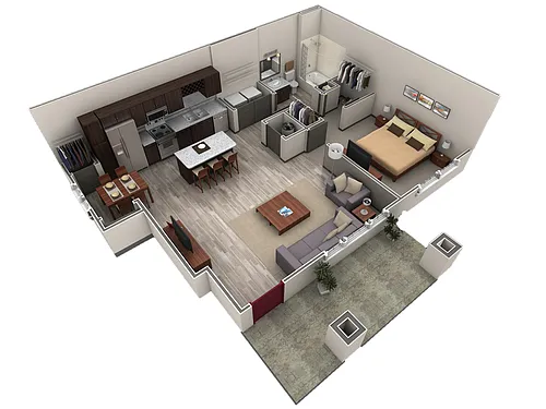 Floor plan 1 BR Grand Courtyard