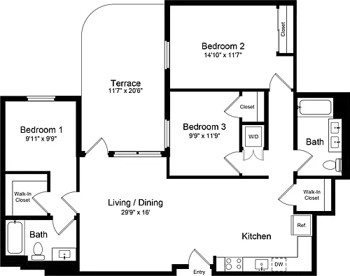 Floor plan 3 Bedroom AT
