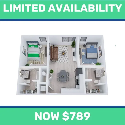 Floor plan 2BR/2BA - Duncan