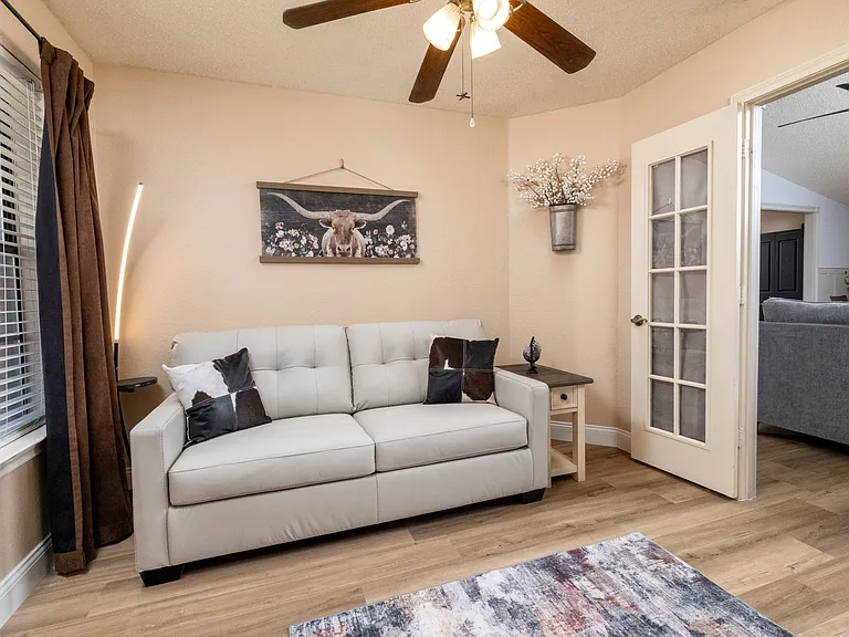 Office with closing french doors - pull out queen sized sofa bed with extra pillows and blankets available