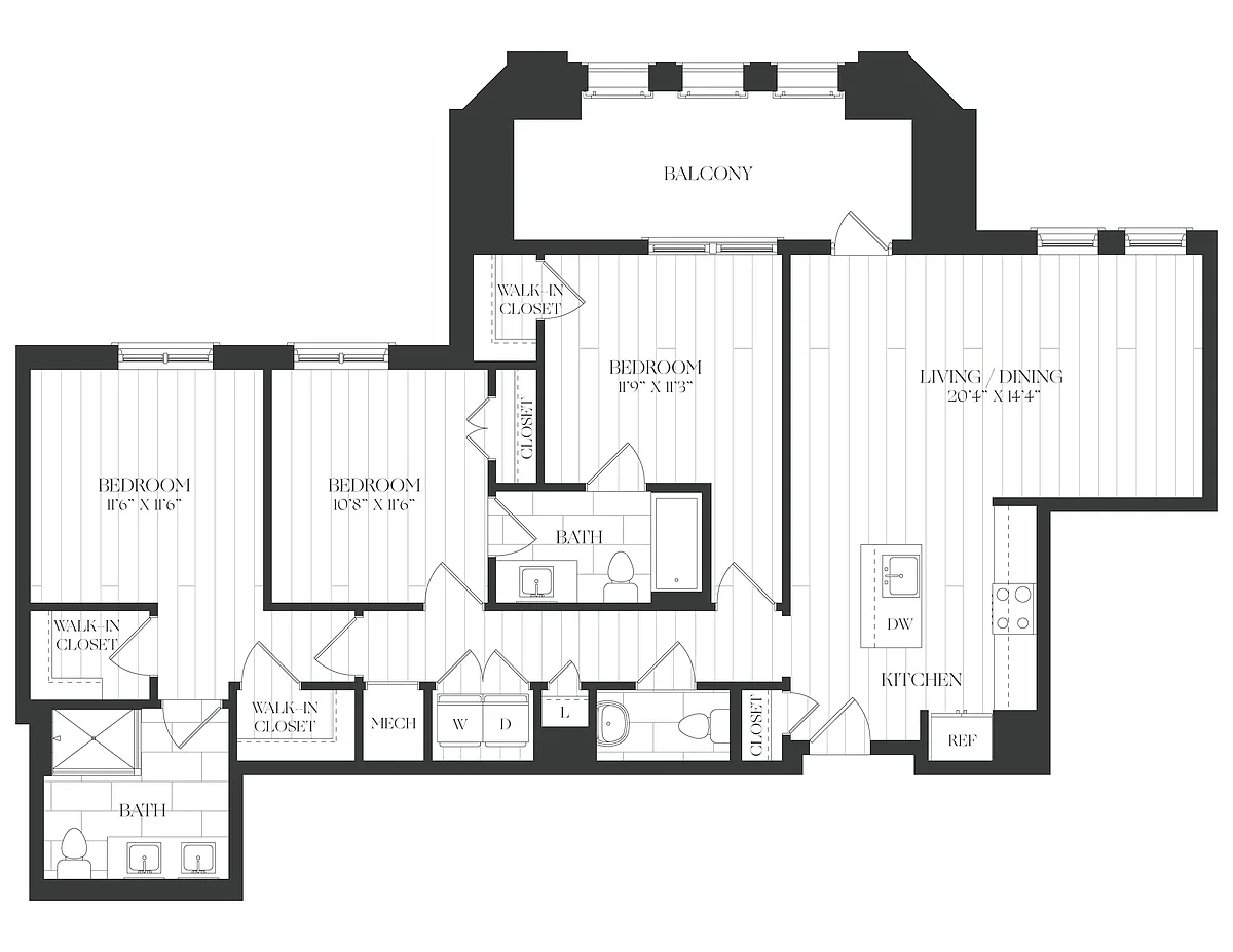 Floor plan 3 Bed/2.5 Bath-3B-1A-The Claude