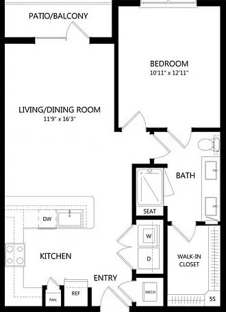 Floor plans are artist's rendering. All dimensions are approximate. Actual product and specifications may vary in dimension or detail. Not all features are available in every apartment. Prices and availability are subject to change. Floor plans are artist