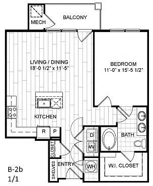 Floor plan 1 Bed, 1 Bath - B2b
