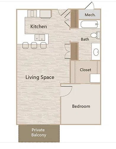 Floor plan 1B1B-F