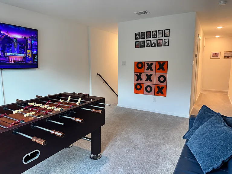 Enjoy a game of foosball, or try your hand at tic-tac-toe right off the wall
