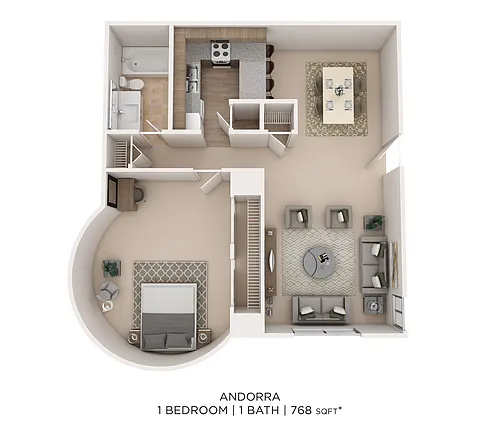 Floor plan Andorra One Bed B 768