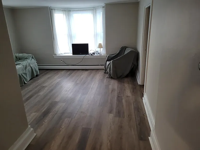 View of living spaces from dining room