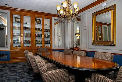 A lobby-level party room is available for residents' private events.