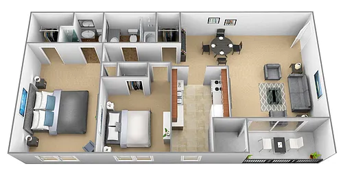 Floor plan 2 Bedroom 2 Bath