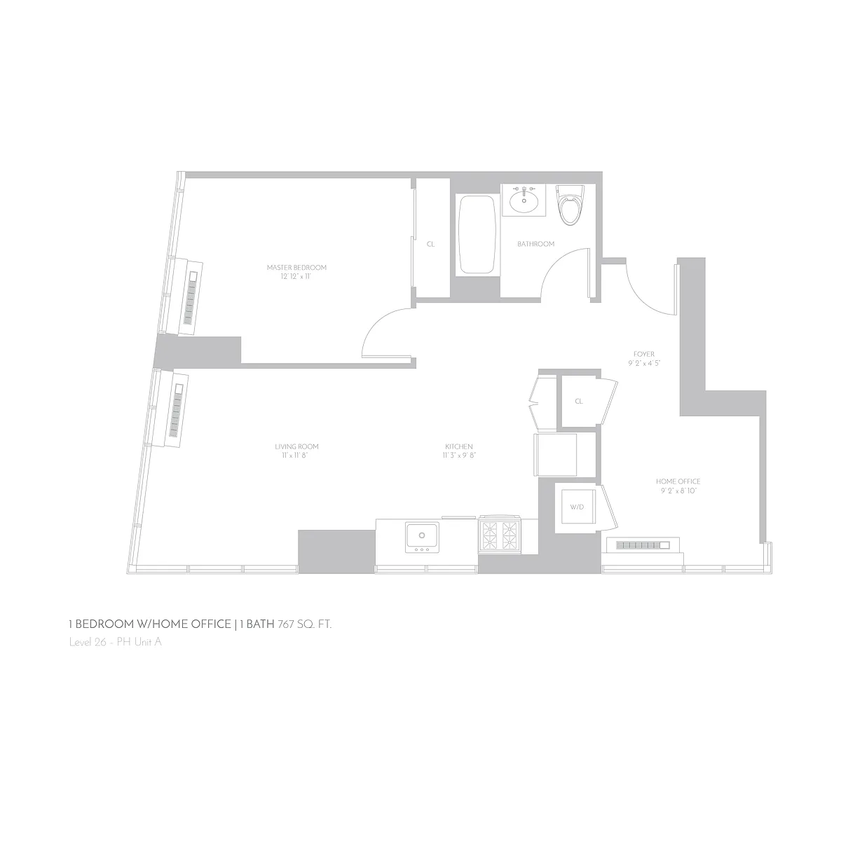 Floor plan 1 Bedroom / 1 Bathroom