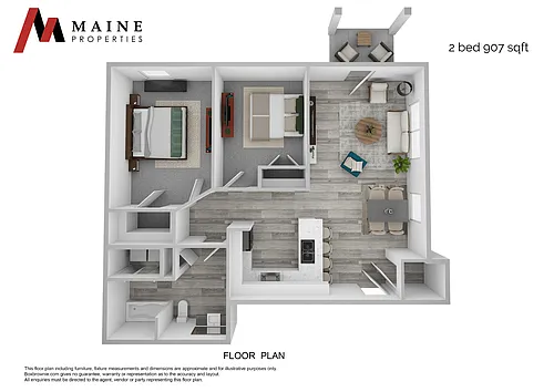 Floor plan 2 Bedroom 1 Bath Cumberland