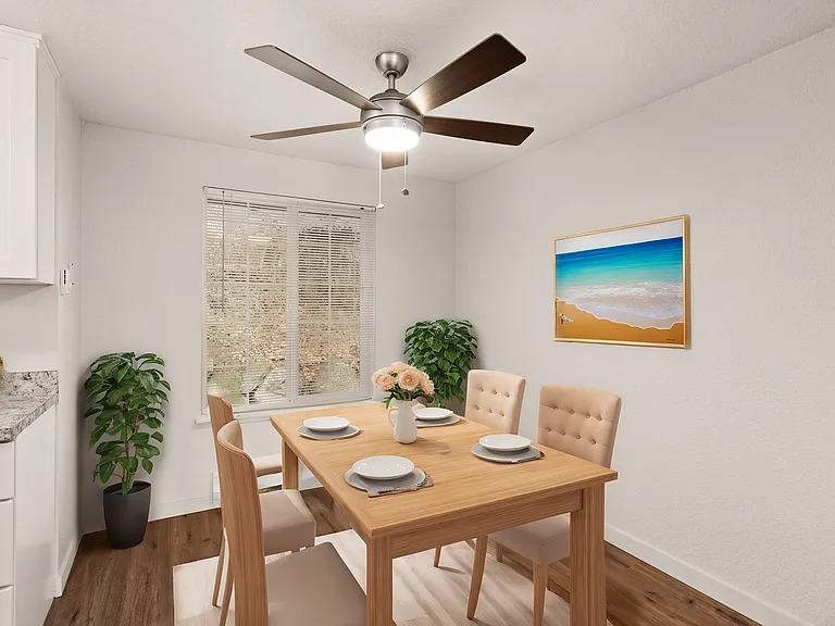 Experience dining in style with this chic and inviting dining area. Experience dining in style with this chic and inviting dining area.