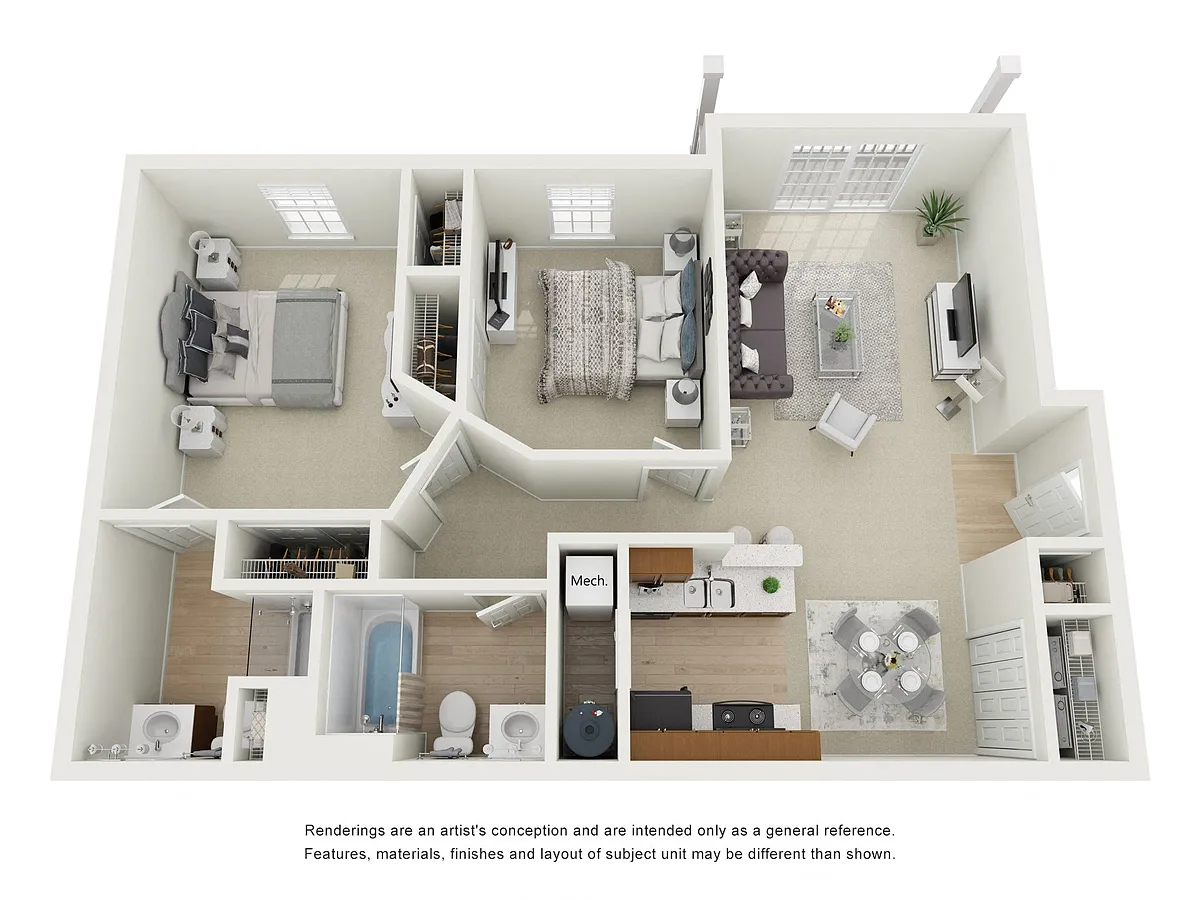 Floor plan Two Bed, Two Bath B