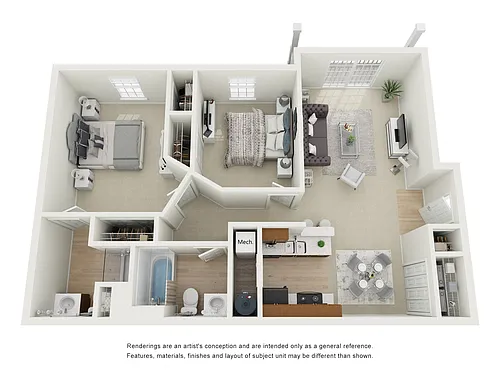 Floor plan Two Bed, Two Bath B