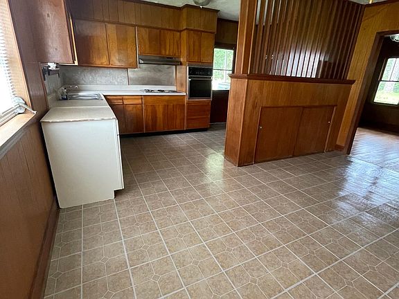 Kitchen with new flooring.
