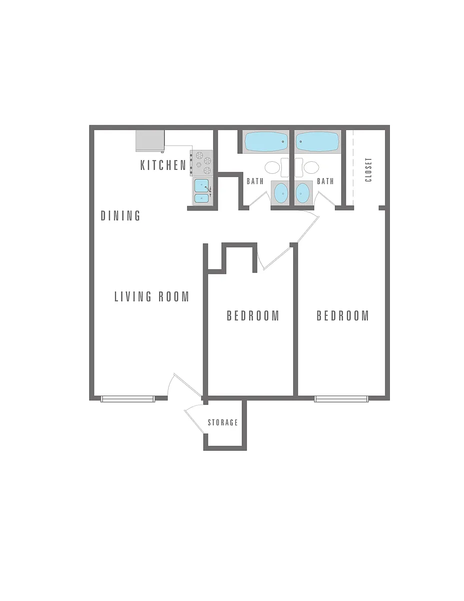 Floor plan 2 Bedroom 2 Bath