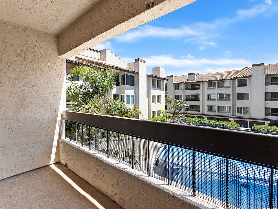 Balcony overlooks the pool