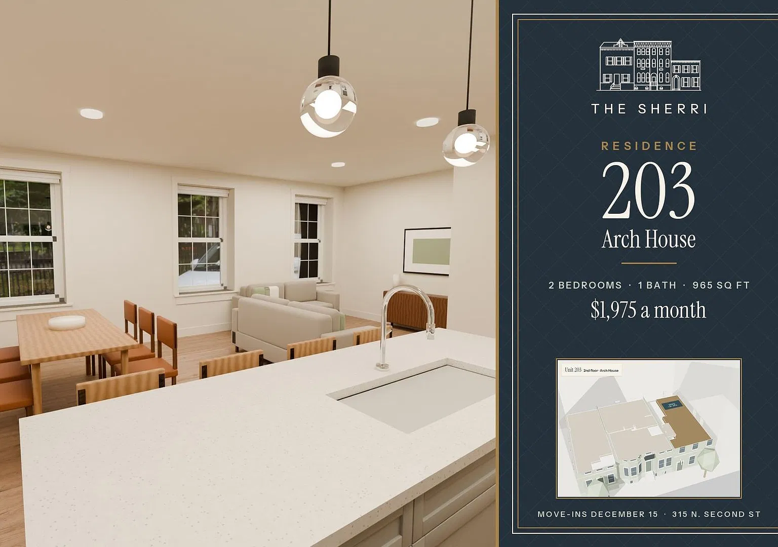 The Sherri | Residence 203 | Two-bedroom residence | Dec 15 — Photo 1