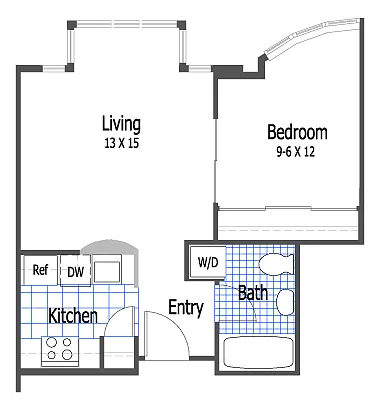 Floor plan West 1 Bed