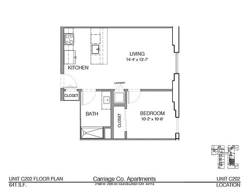 Floor plan c1-641 - 1 bed, 1 bath