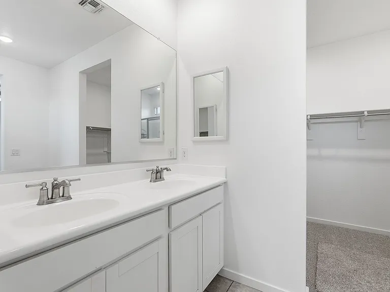 Dual sinks and walk-in closet