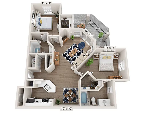 Floor plan Two Bedroom B2B