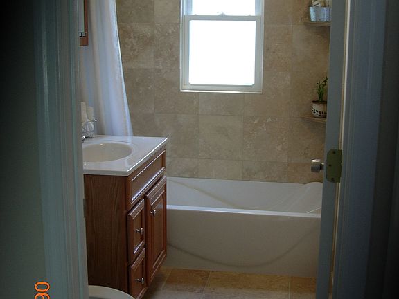 Travertine in bathrooms.