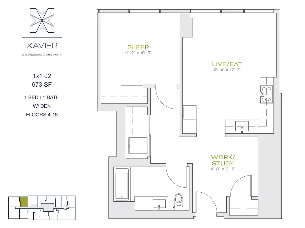 Floor plan 1x1 02 Den