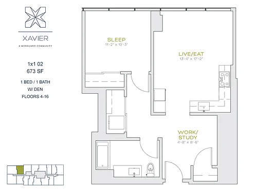 Floor plan 1x1 02 Den