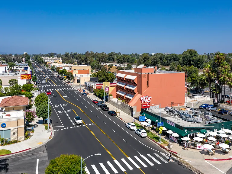Apartments in Toluca Lake Aerial View of Riverside Drive Paty Restaurant