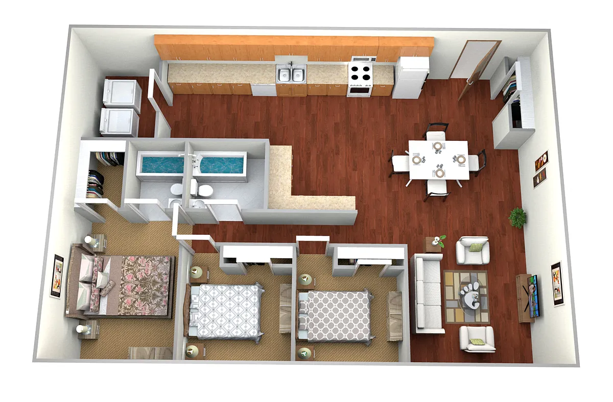 Floor plan 3 Bedroom, 2 Bathroom