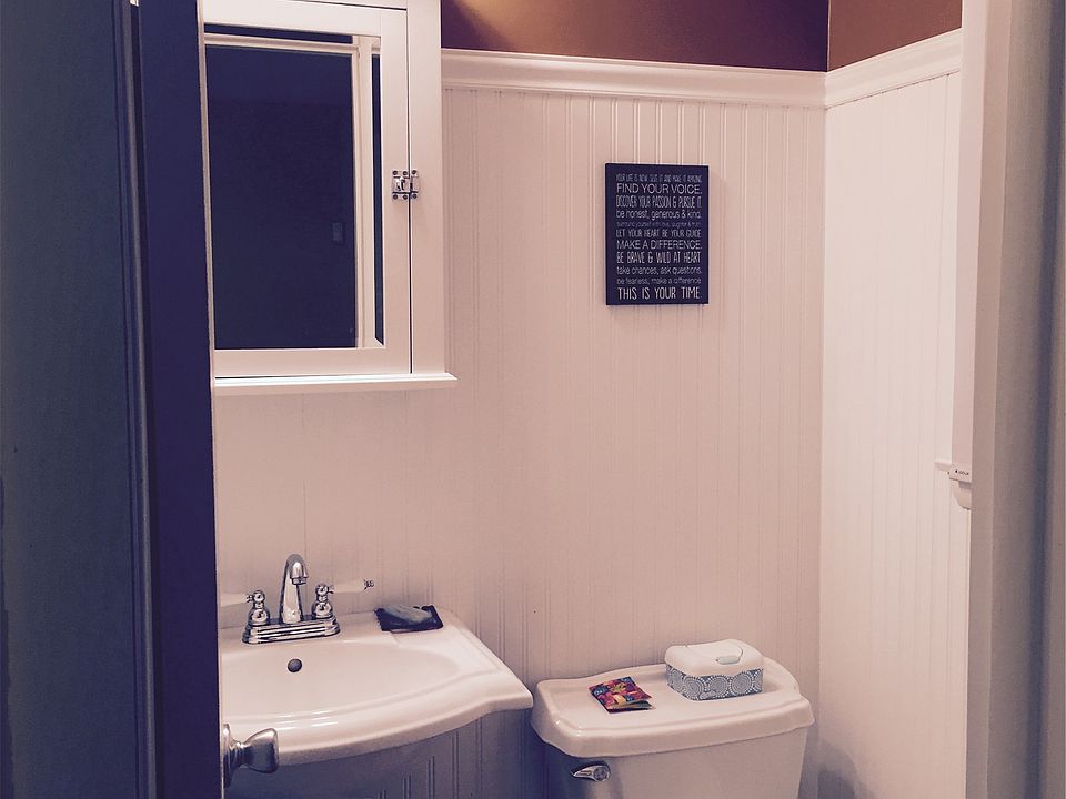 renovated half bath in master bedroom