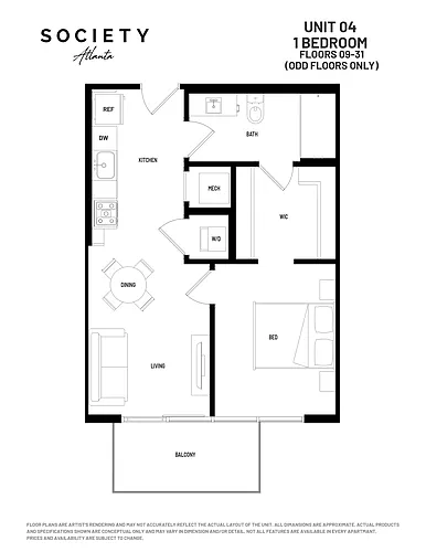 Floor plan 1 Bed - A1