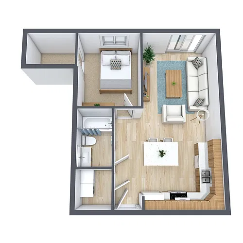 Floor plan One Bedroom - 11Q