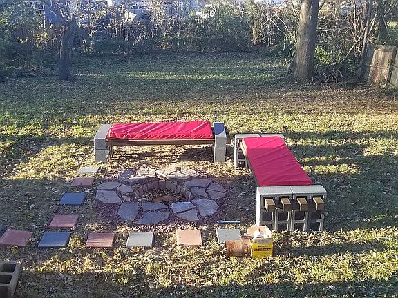 Backyard and Fire Pit