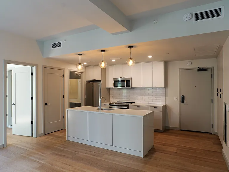 kitchen with white cabinets