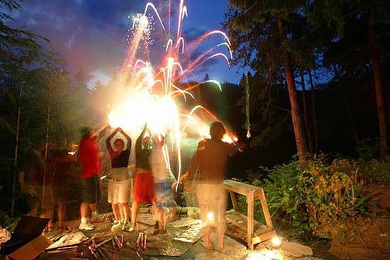 The backyard at night
