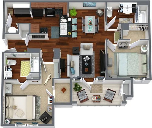Floor plan B - 2 Bdrm, 2 Bath