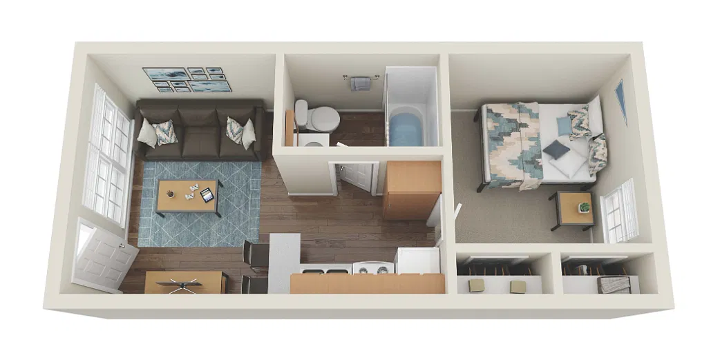 Floor plan A2 (1x1-SBed)