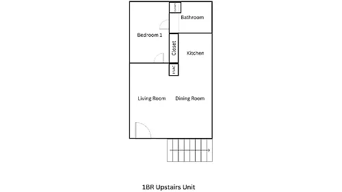 Floor plan 1 bed 1 bath- upstairs
