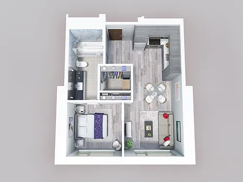 Floor plan 1 Bed, 1 Bath A