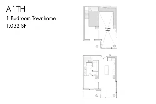 Floor plan A1TH 1 Bedroom Townhouse