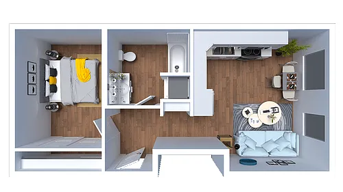 Floor plan H - 1 Bed 1 Bath