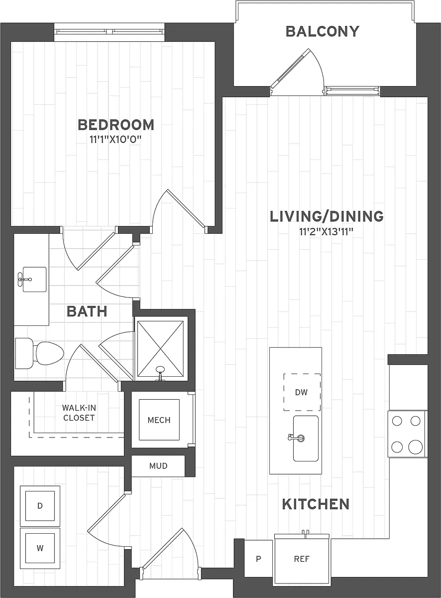Floor plan 1 Bed/1 Bath-A2.2