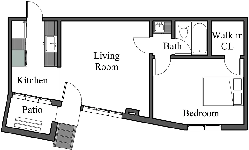 Floor plan 1BR 1BA - FLOOR PLAN D - 972 HILGARD
