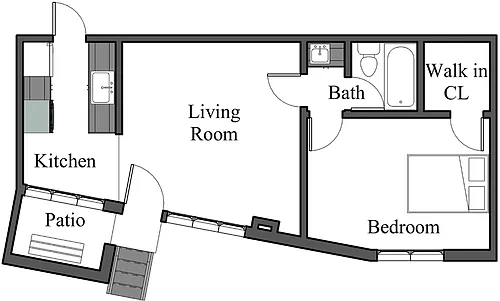 Floor plan 1BR 1BA - FLOOR PLAN D - 972 HILGARD
