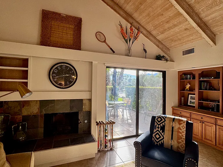 Great room area with fireplace.