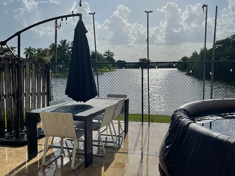 Backyard facing lake